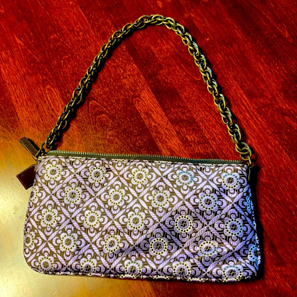 J. Crew 100% Silk Purse with Chain Handle zip closure, 5x9.5”